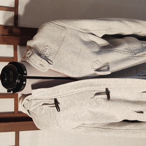 American Eagle Gray Eagle Fleece Jacket Sz L - Picture 2 of 8